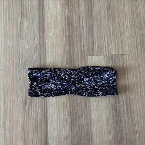 American Apparel Bandeau Bikini Top Black Purple Metallic Women M Festival USA